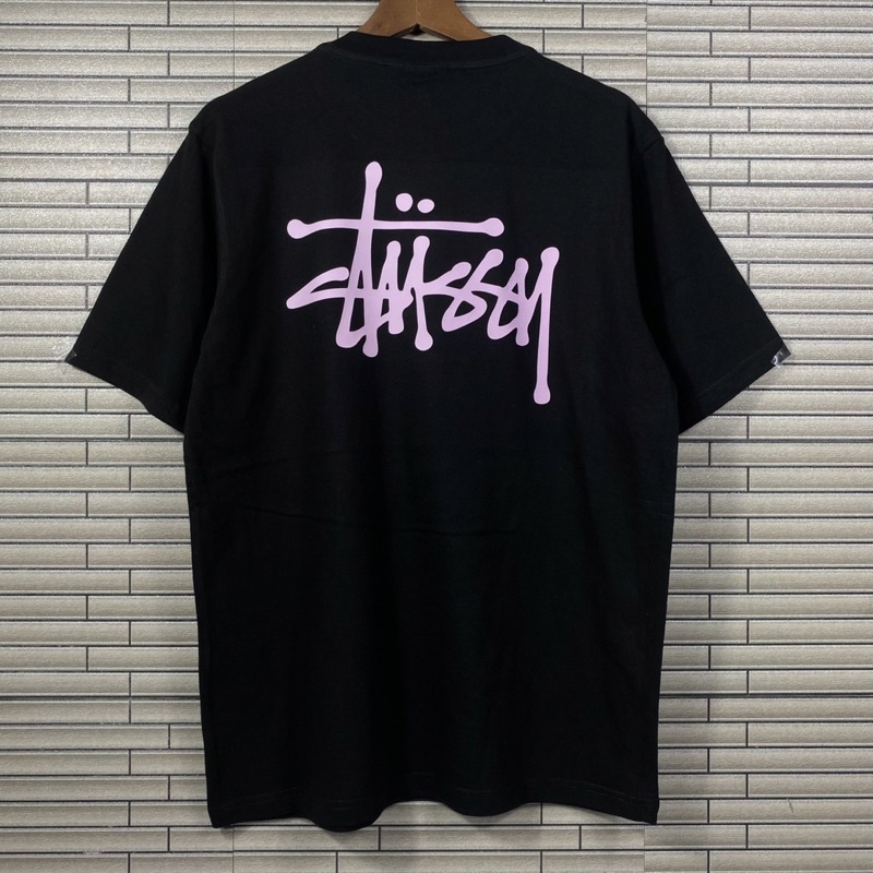 Áo Thun Form Rộng Tee S.tussy Chữ Hồng Cotton 100%