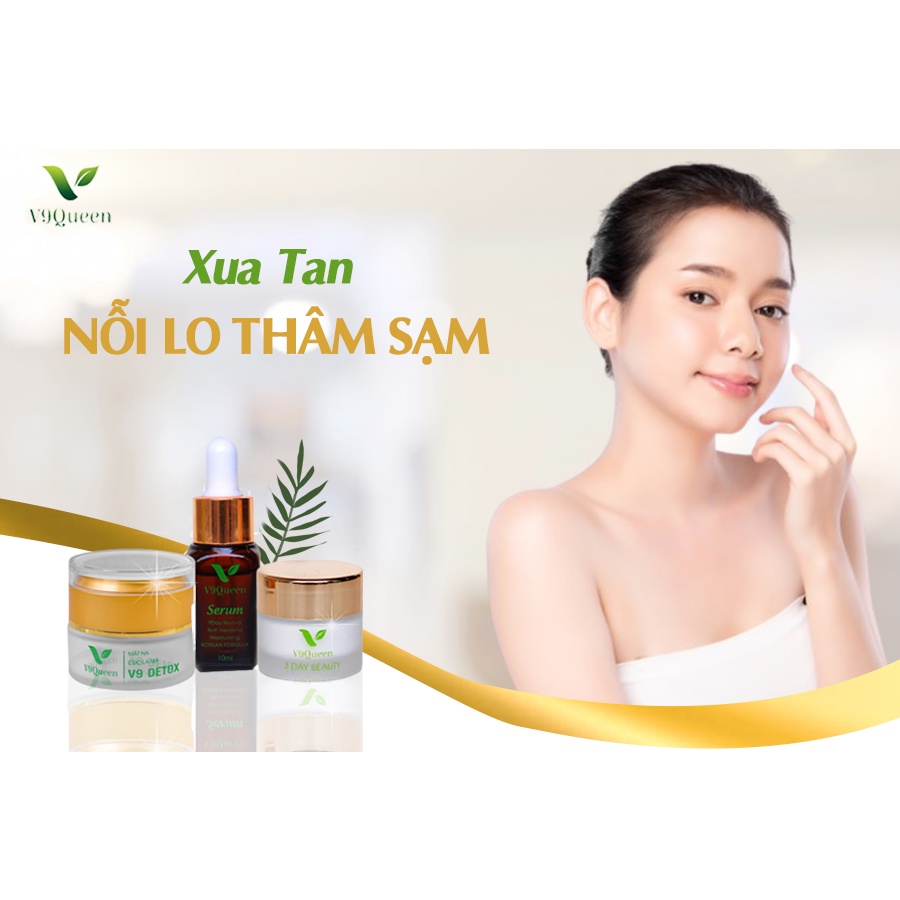 Kem nám tàn nhang V9Queen, bộ 3 mỹ phẩm làm mờ thâm nám tàn nhang dưỡng trắng da