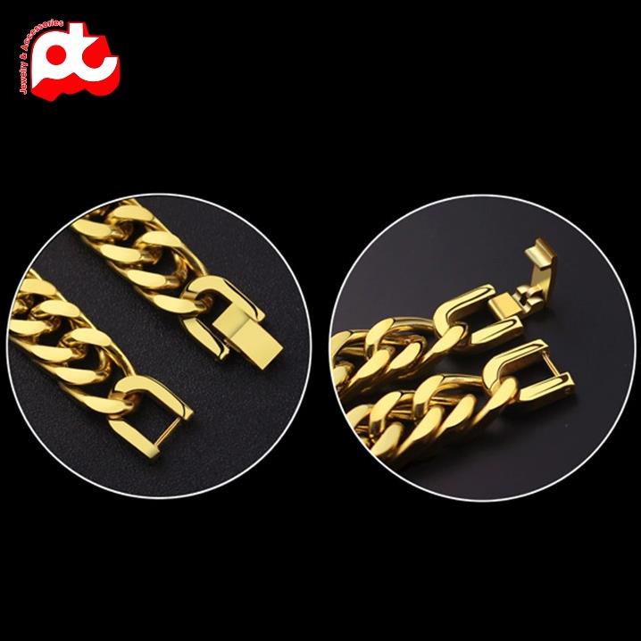 Lắc tay nam kiểu lặc đôi titan cao cấp rẻ đẹp khóa bộ cao cấp thép không gỉ PT JEWELRY cỡ 10mm mạ vàng PTLTNA16