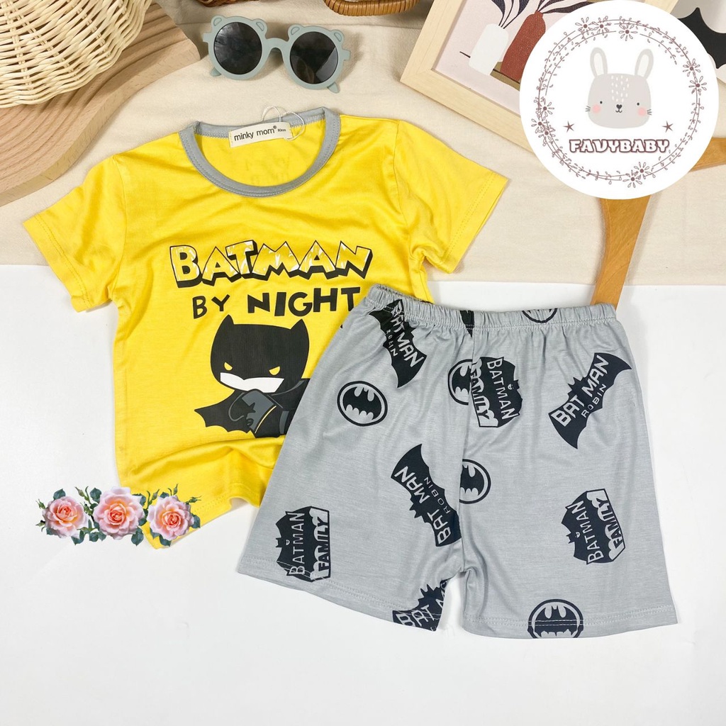 Đồ Bộ MINKY MOM Chính Hãng Bé Trai Bé Gái Cộc Tay Thun Lạnh Biệt Đội Siêu Anh Hùng Cool Bé 0 1 2 3 4 5 Tuổi - Favbaby