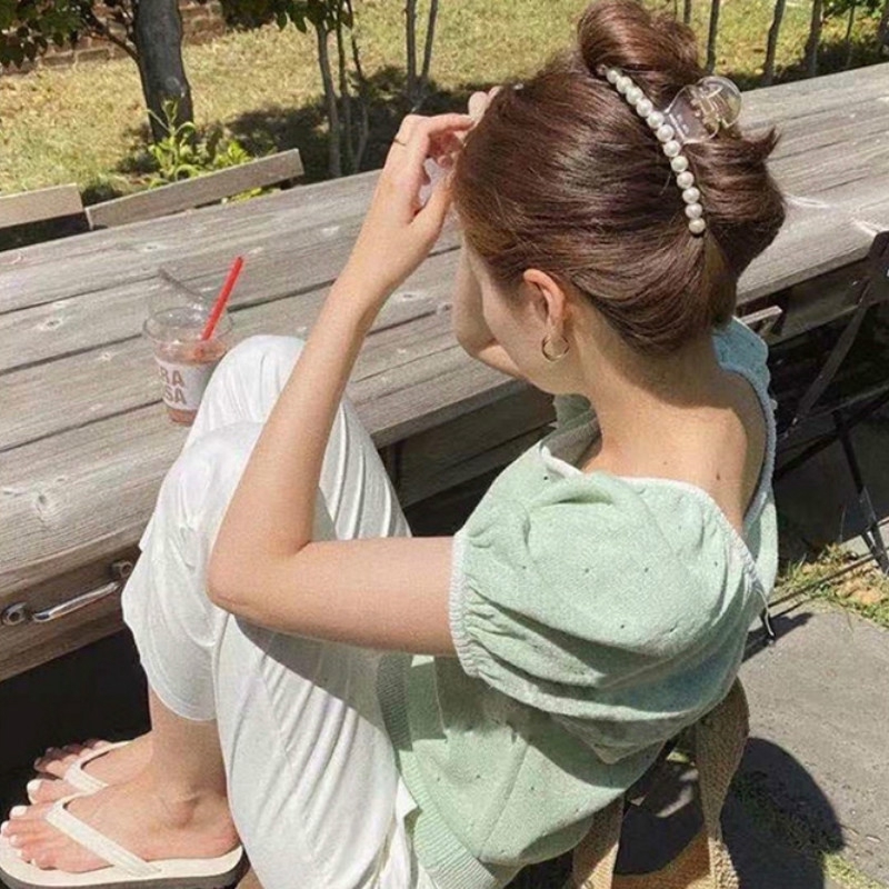 Kẹp Tóc Đính Ngọc Trai Giả Phong Cách Hàn Quốc