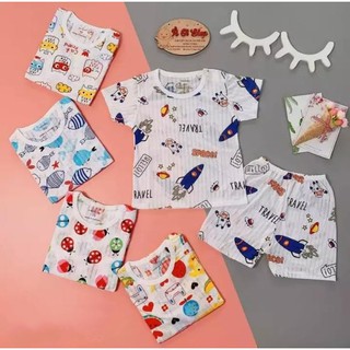 [Giá Sỉ] Combo 5 Bộ Cotton Giấy Cộc Tay Cho Bé Trai Bé Gái