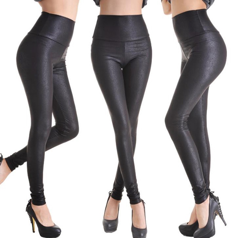 Quần legging giả da lưng cao quyến rũ cho nữ