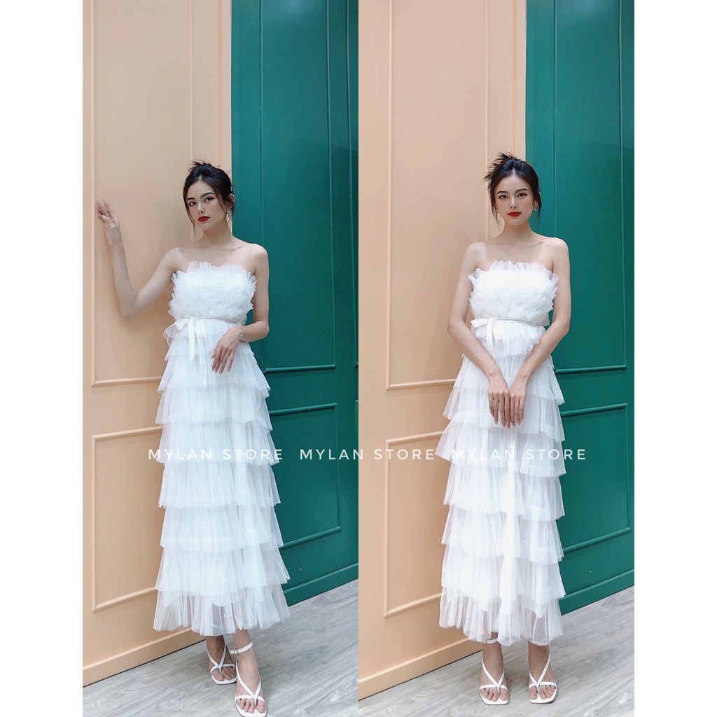 Đầm nữ dự tiệc MYLANSTORE Váy ren trắng thiết kế công chúa dáng xòe mã SG RT