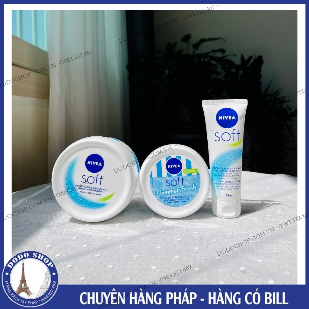 Kem dưỡng ẩm Nivea Soft 200ml cấp ẩm, mềm da, da mịn màng hơn, dùng được cho moi loại da