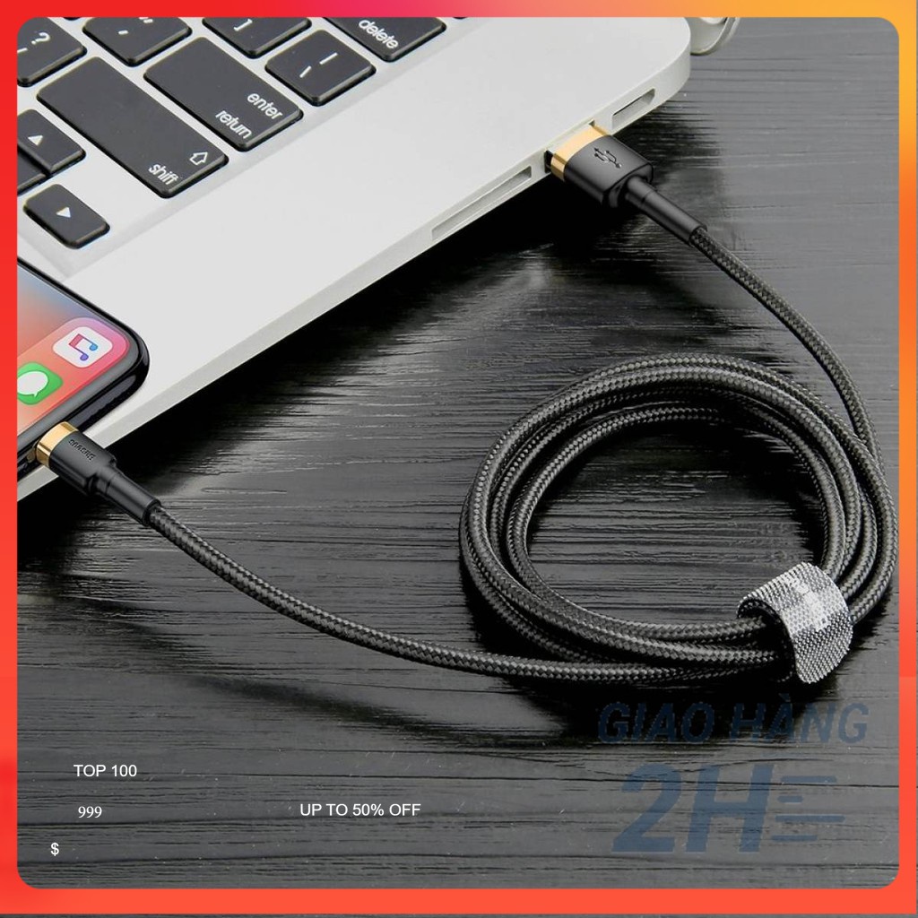Cáp sạc nhanh  cafule USB to , truyền dữ liệu tốc độ cao, cáp bọc dù siêu bền, sạc nhanh [HSHOP]