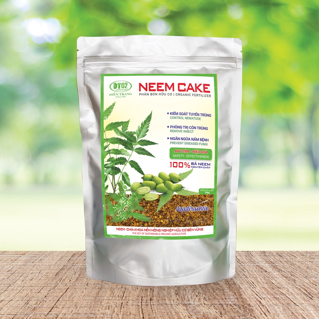 Phân bón hữu cơ NEEM CAKE- bánh dầu neem nguyên chất-750gr phòng tuyến trùng, sùng đất, rệp, nấm hại, giúp kích rễ