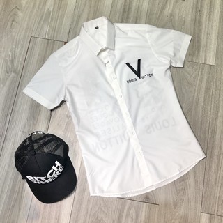 Sơmi cộc Lv in 3D chất lụa cao cấp cực sang - Sơmi nam cộc tay