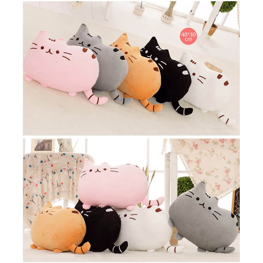 Gối Bông Mèo PUSHEEN Lông Nhung Siêu Mềm Mịn, Gấu Bông Mèo Dễ Thương