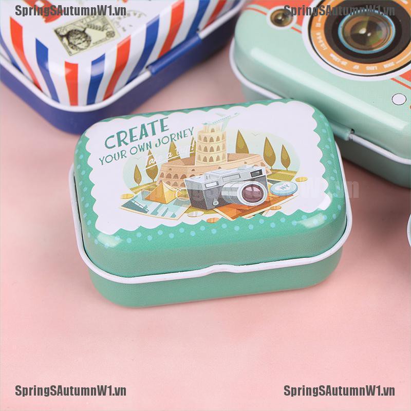 [Spring] Mini tin trinket jewelry coin box tinplate storage case small rectangular random [VN]