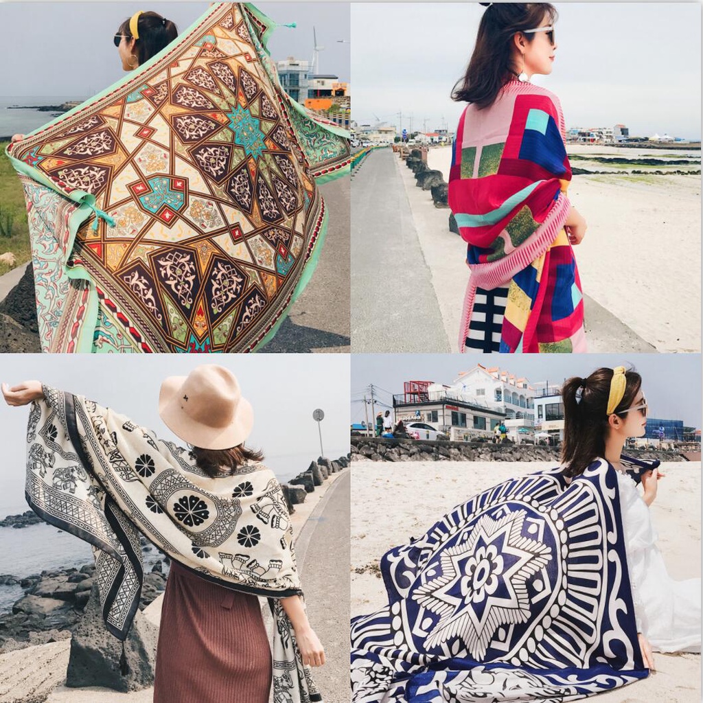 Khăn Choàng Đa Năng Phong Cách Bohemian Thời Trang Cho Nữ 180cm