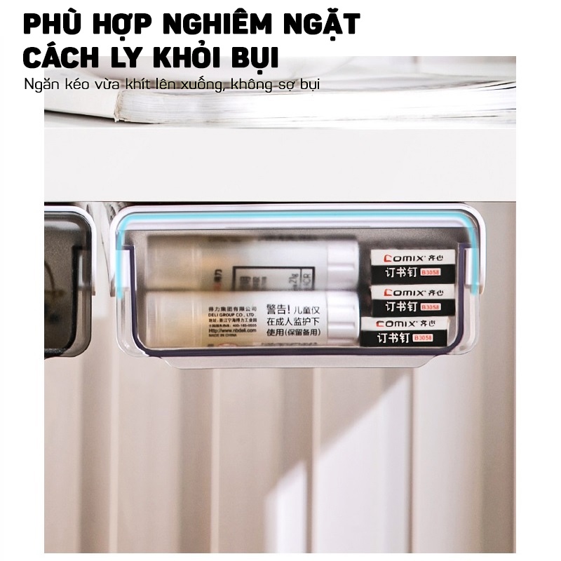 Ngăn Kéo Đa Năng Trong Suốt Dán Dưới Mặt Bàn Làm Việc Cao Cấp HOMESTORE
