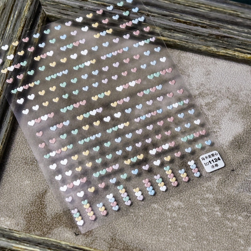 1 Gói Miếng Dán Hình Trái Tim Dập Nổi 3D Dễ Thương Trang Trí Móng Tay Nghệ Thuật