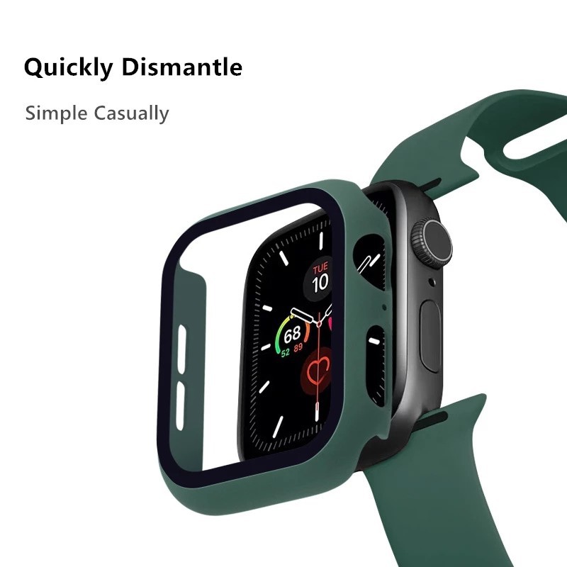 Mặt kính + dây đeo thay thế chất lượng cao cho Apple watch 44MM 40MM 38MM 42MM X7 T500 W26 HW22 T55 Plus