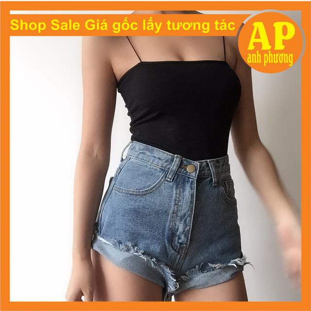 Áo 2 dây sợi bún chất thun giãn♥️Áo bodip hai màu Đen Trắng giá Rẻ♥️ FREE SHIP♥️