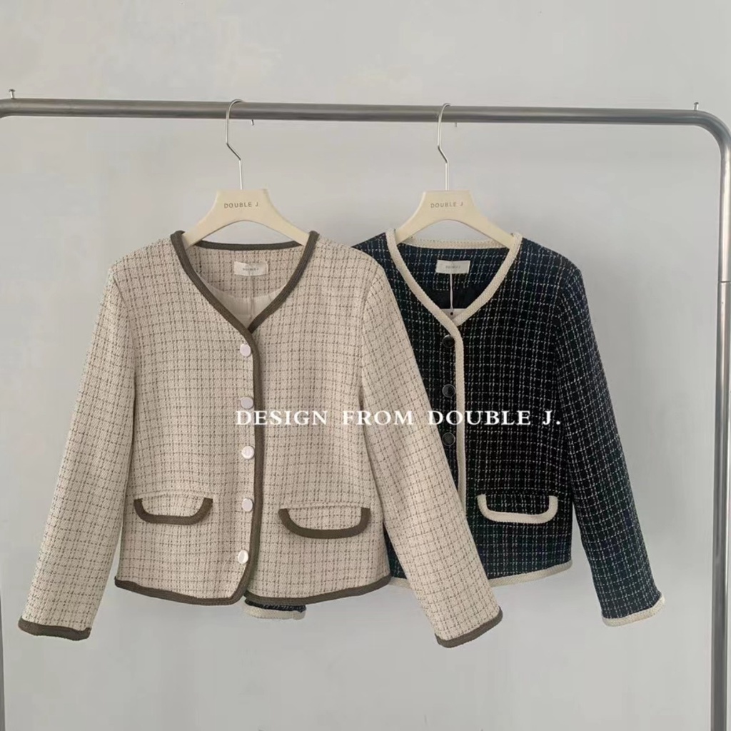 Áo khoác dạ Tweed 2 lớp Hàn Quốc