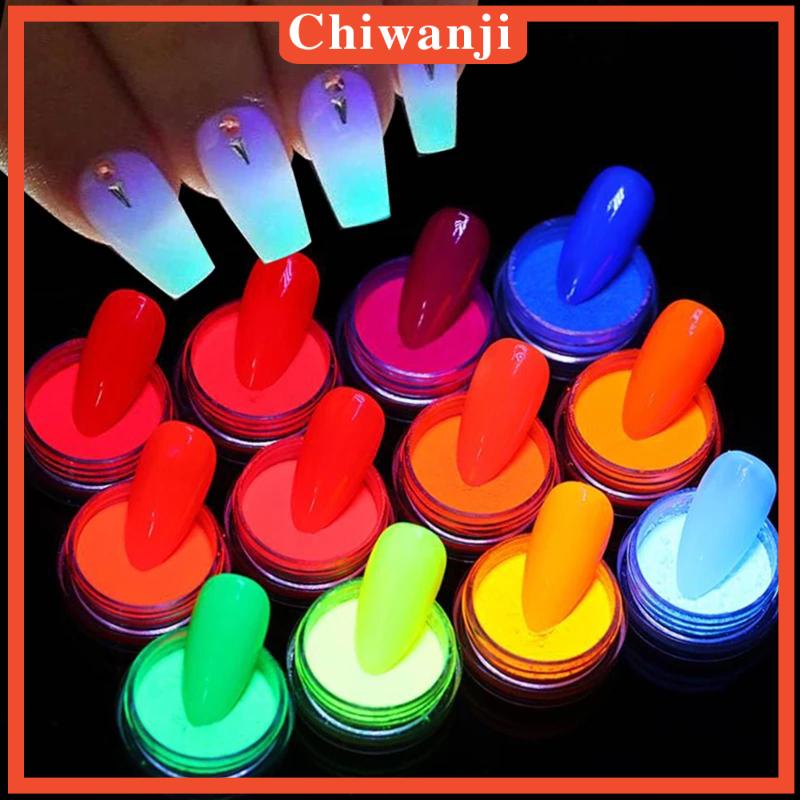 Bột Nhũ Kim Tuyến 12 Màu Sắc Tùy Chọn Trang Trí Móng Tay Nghệ Thuật