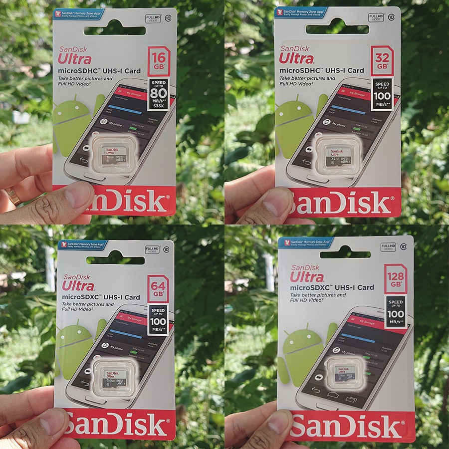 Thẻ Nhớ SanDisk Ultra MicroSD Dung Lượng 32G-64GB-128G tốc độ cao 100MB/s  cho máy ảnh máy quay camra an ninh hành trình