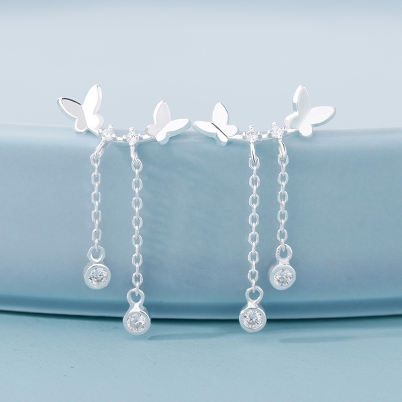 ✨✨Bông tai bạc hình bướm tua rua đính pha lê thời trang dành cho nữ