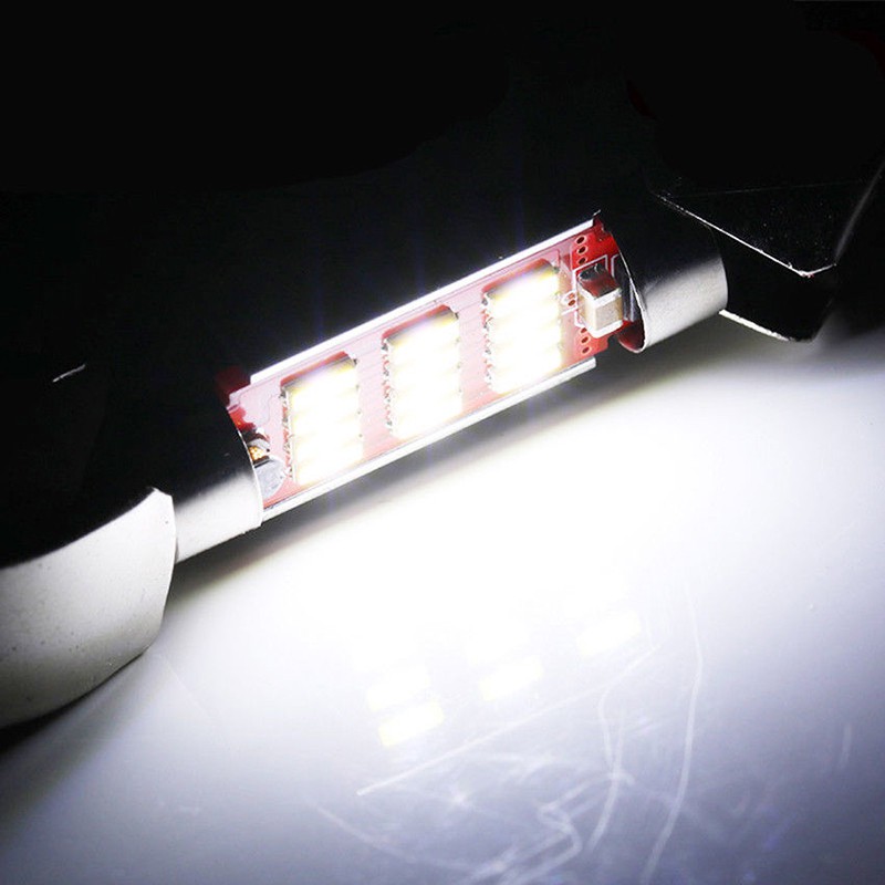 Set 2 đèn LED siêu sáng gắn biển số / trần xe hơi 31mm 4014 12smd C5W