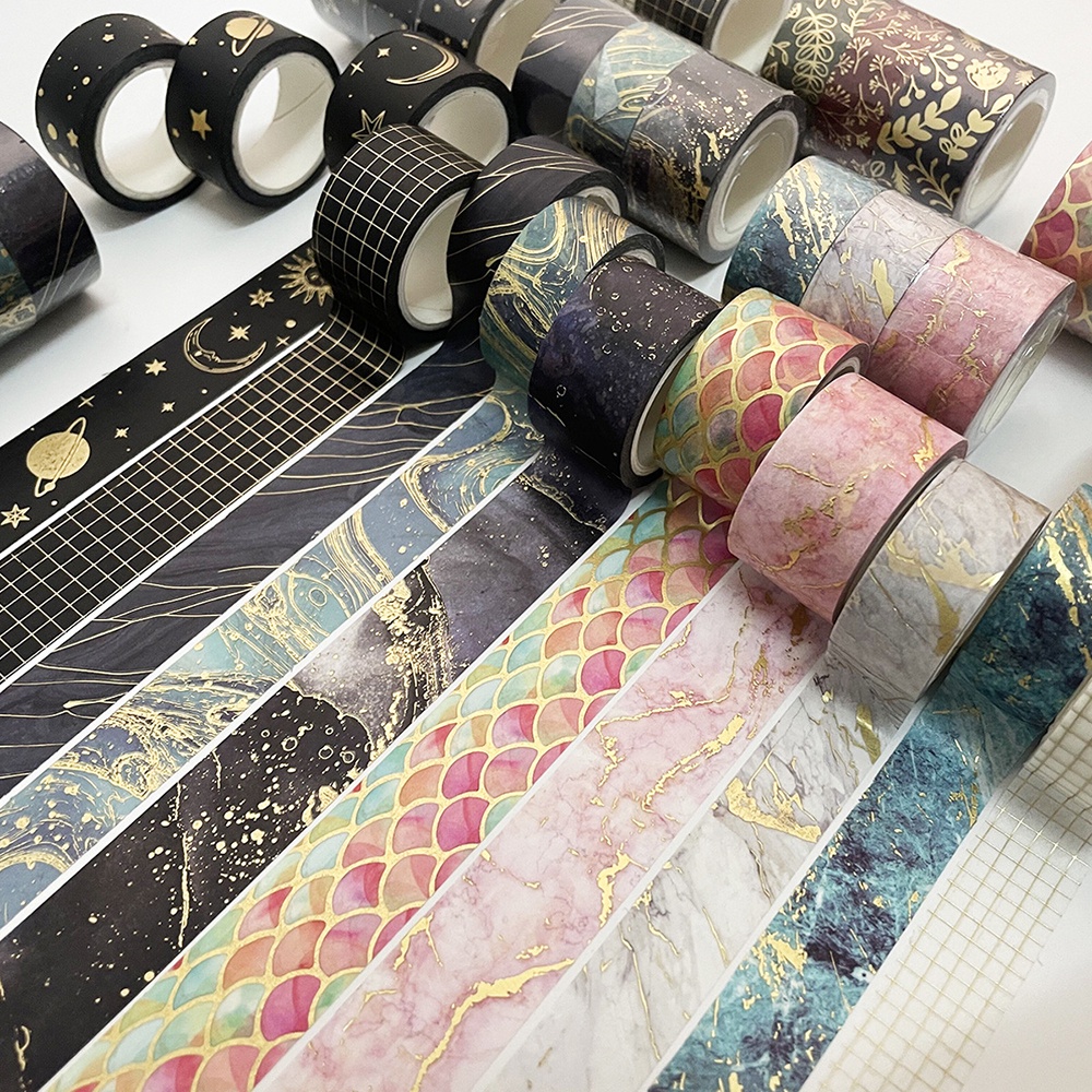 Set 3 Cuộn Băng Keo Họa Tiết Hình Học Nhiều Màu Sắc Dùng Để Trang Trí Thiệp Thủ Công DIY