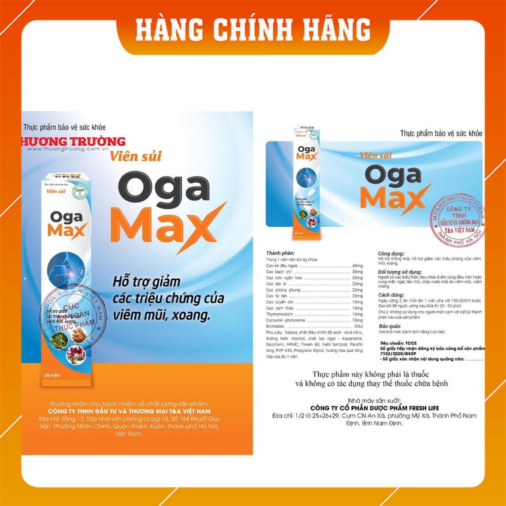 VIÊM XOANG, VIÊM MŨI DỊ ỨNG - VIÊN SỦI OGA MAX ( HỘP 20 VIÊN SỦI TÁC DỤNG NHANH - HIỆU QUẢ LÂU DÀI) | BigBuy360 - bigbuy360.vn