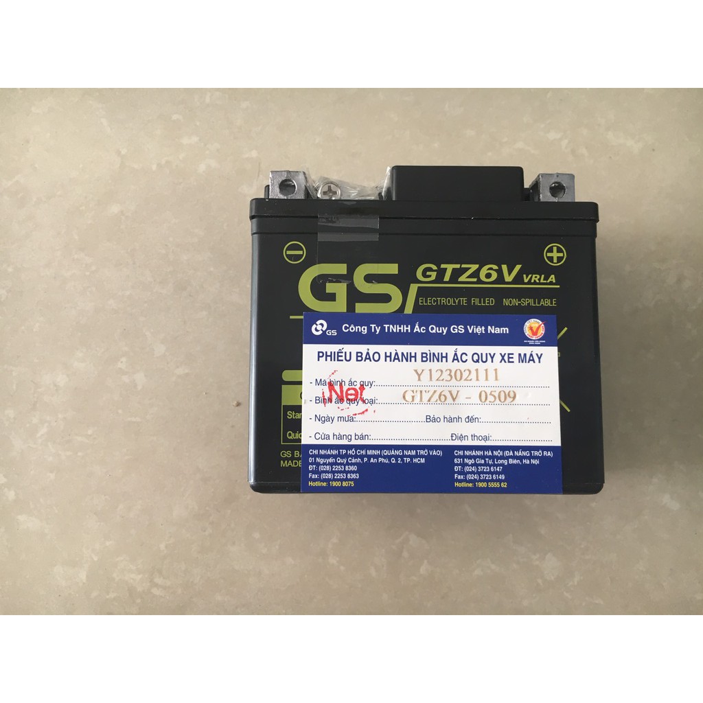 Bình ắc uy khô GS- GTZ6V ( dùng cho xe Airblade, Click, Vison, Sh, SH mode, PCX, Janus...)