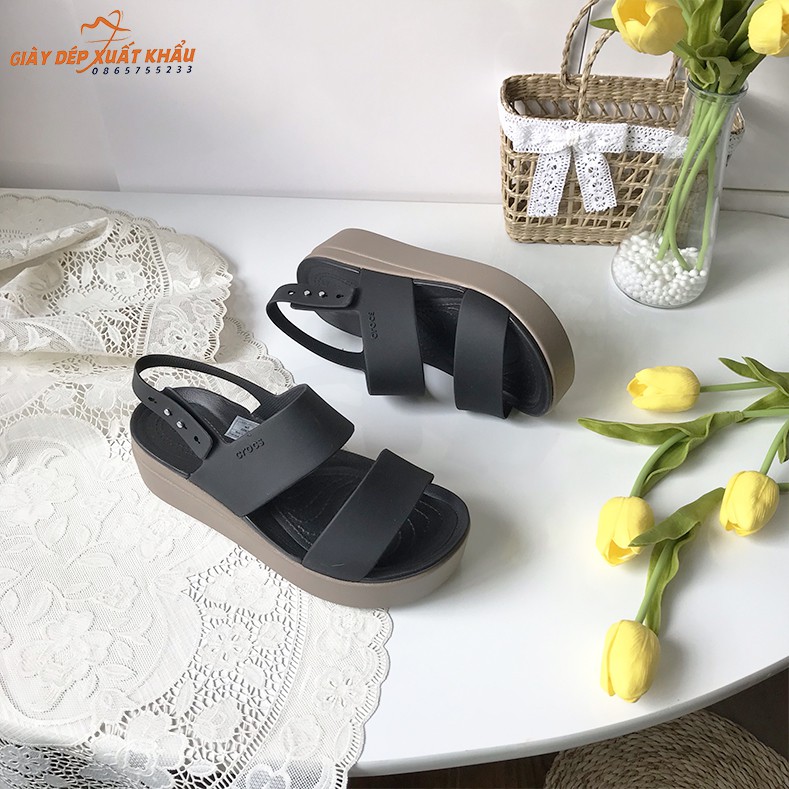 Sandal Cross Nữ Brooklyn Low Wedge Cao 5 cm Màu Đen