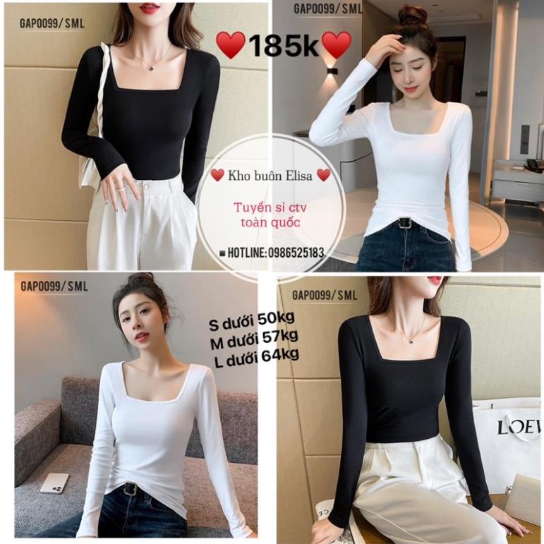Bán sỉ Áo phông bozip cổ vuông dài tay vnxk cho nữ