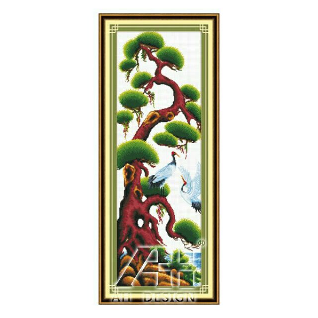 Tranh thêu CÂY TÙNG (29696)(BỘ TỨ QUÝ )40×100cm