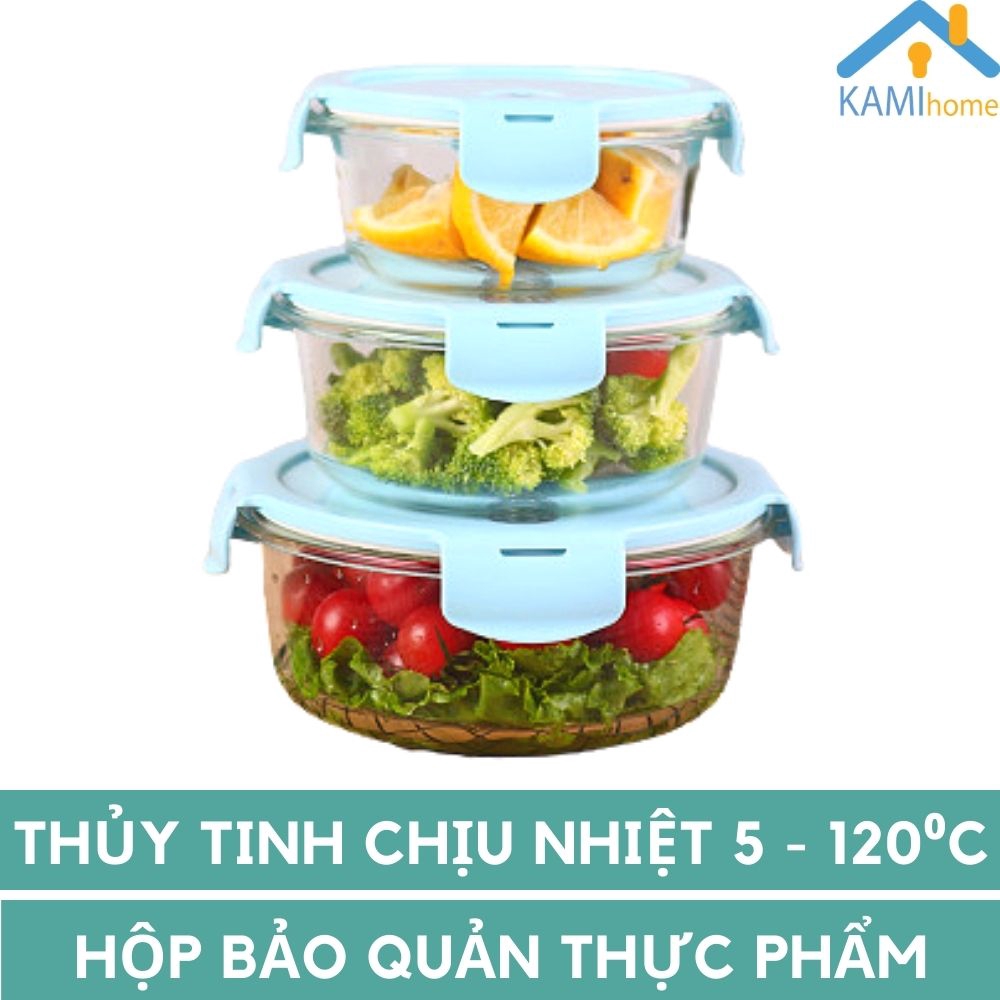 Hộp bảo quản thực phẩm Hộp đựng cơm văn phòng Thủy tinh chịu nhiệt Nóng Lạnh-Nắp chân không mã 20070