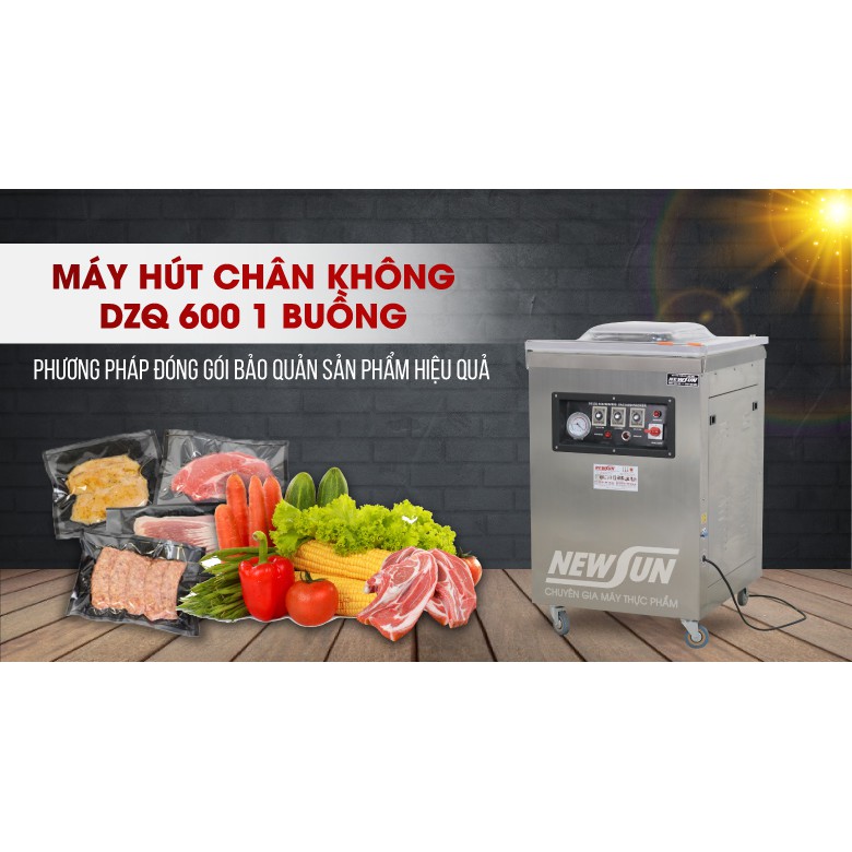 Máy Hút Chân Không, Đóng Gói Thực Phẩm Công Nghiệp 1 Buồng DZQ600 NEWUSN - Đóng Gói Số Lượng Lớn - Bảo Hành 12 Tháng
