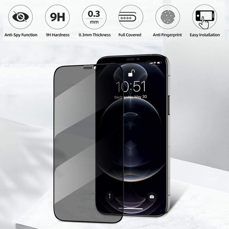 Kính Cường Lực 9H Bảo Vệ Màn Hình Cảm Ứng Trong Suốt Chống Nhìn Trộm Cho iPhone 14 13 12 11 Pro Max XR 7 8 Plus XR