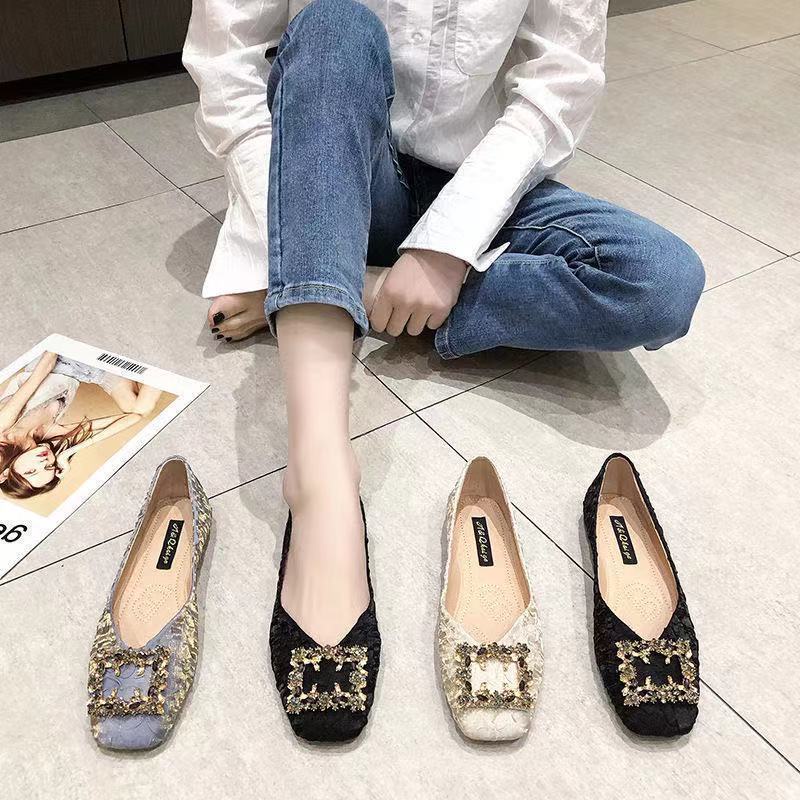 Giày Búp Bê Mũi Vuông Màu Đen Thời Trang Xuân Thu Dành Cho Nữ 2022