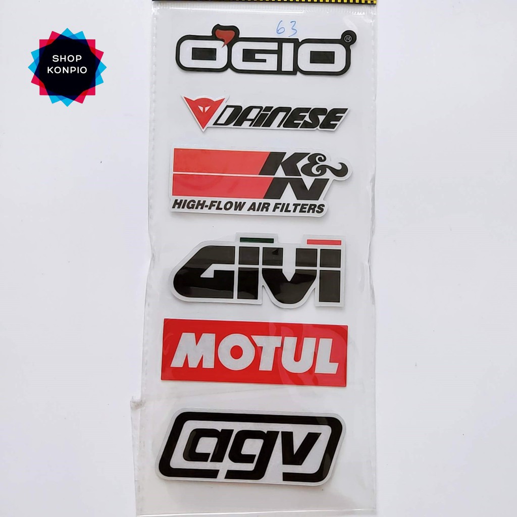 Bộ Tem Sticker Phản Quang Ogio Givi Agv Cao Cấp Dán Xe Máy, Ô Tô, Mũ Bảo Hiểm, Chống Thấm Nước, Chống Bay Màu