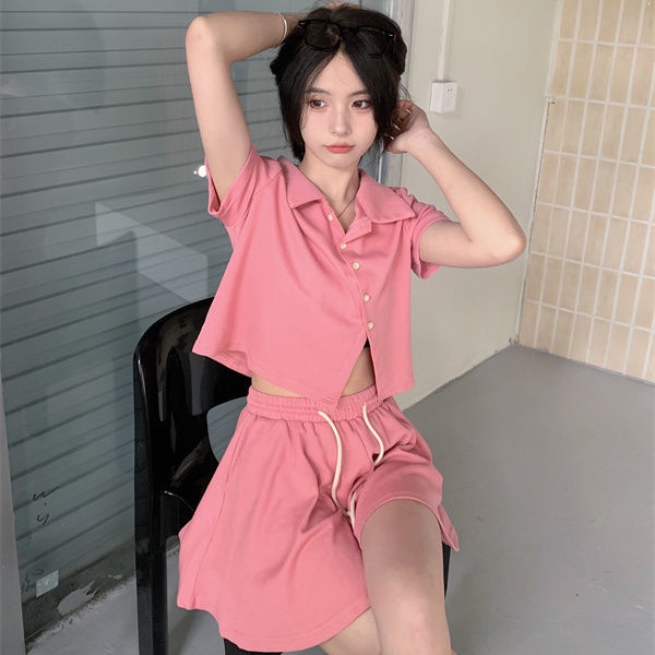 Bộ Đồ Polo Ngắn Tay Thiết Kế Lệch Tà Cá Tính Cho Nữ