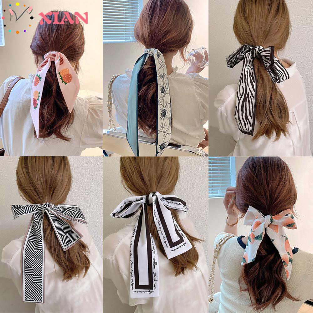 Dây cột tóc ruy băng dài in hoa phong cách bohemian thời trang cho nữ