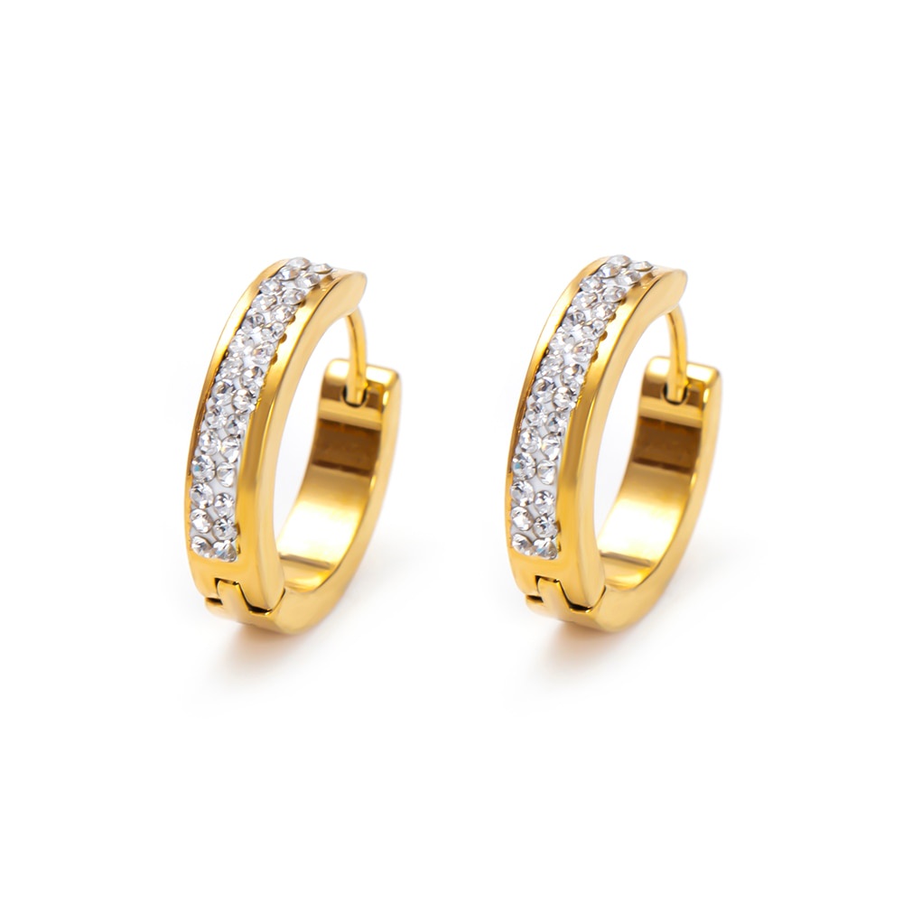 HUGGIES 1 Đôi Bông Tai Tròn Bằng Thép Không Gỉ Đính Kim Cương Giả Phong Cách Punk Thời Trang Unisex