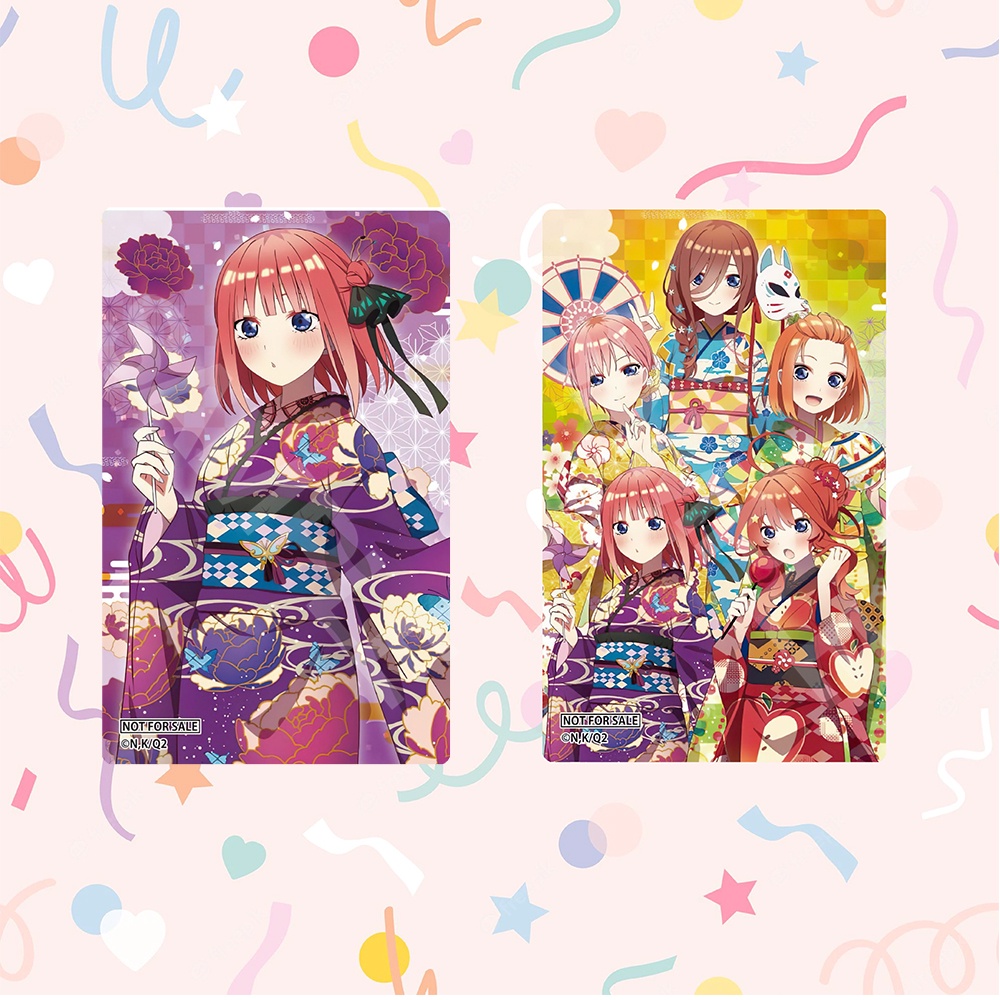 Ảnh card bo góc in hình Gotoubun No Hanayome ver LỄ HỘI - Nhà Có 5 Nàng Dâu thẻ bo viền 5*8cm 1 tấm