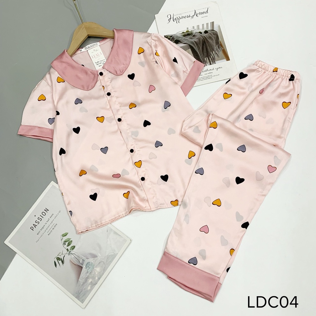 Đồ Ngủ Pijama Lụa Xước Tay Ngắn Quần Dài Siêu Xinh, Cộc Dài Mềm Mịn, Độc Lạ Khó Tìm, Sang Chảnh Hàn Quốc