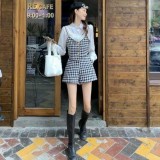 Sét sơ mi quần đùi năng động cá tính Active với ao dây caro và sơ mi trắng phối quần đùi caro, chất vải bố mềm