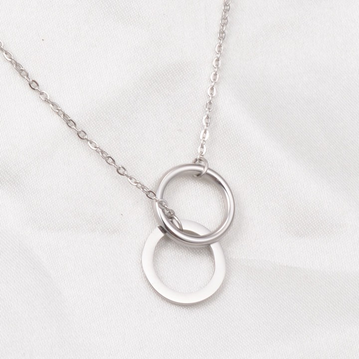 Dây Chuyền 2 Khoen Tròn Titan Ko Đen Cao Cấp TT 2114 - TT 2114