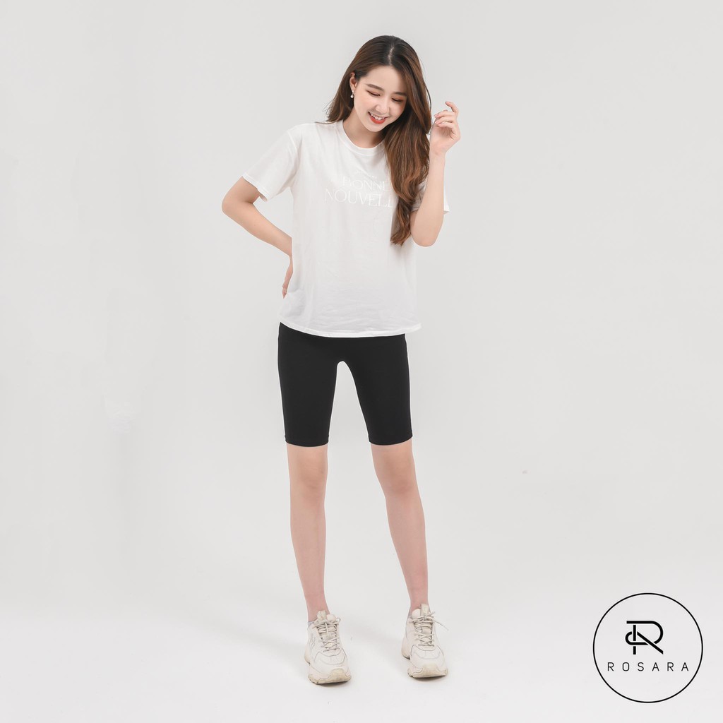 Quần biker short legging lửng cạp chun vải cao cấp thun ngố nữ co giãn tốt dáng ôm Rosara SP108