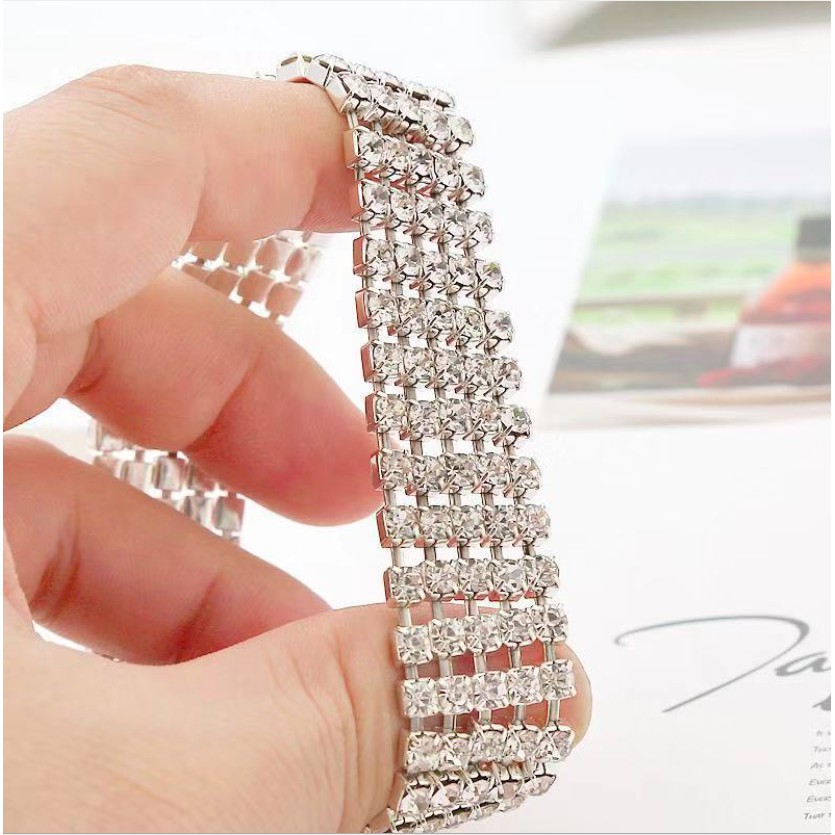 Lắc tay nữ vòng tay đính đá zircon lấp lánh 2 5 6 hàng bạc phong cách thời trang hàn quốc dễ thương