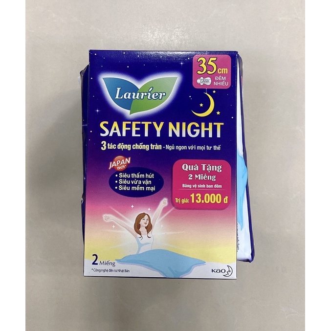 Băng vệ sinh Laurier ban đêm Safety Night 35cm 8 miếng