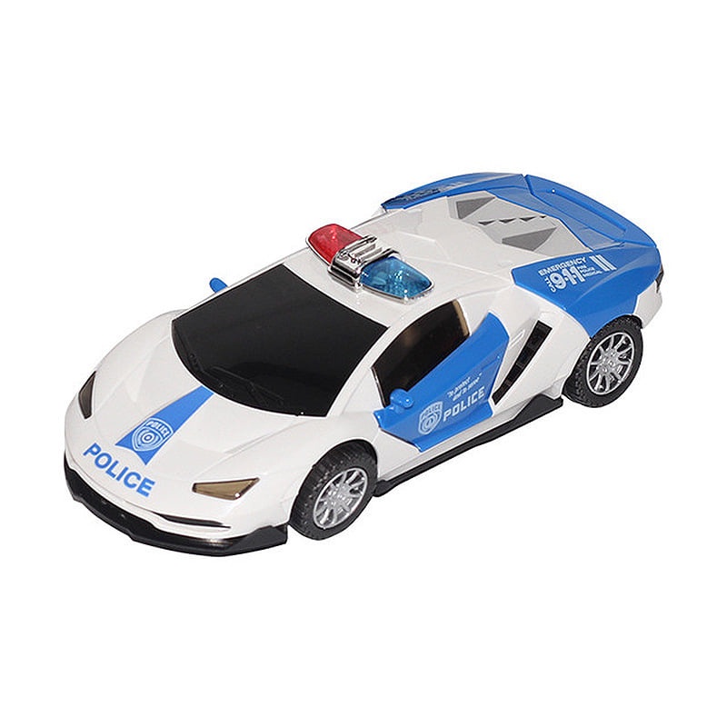 Đồ chơi xe ô tô cảnh sát biến hình, xoay 360, có đèn, có nhạc loại tốt