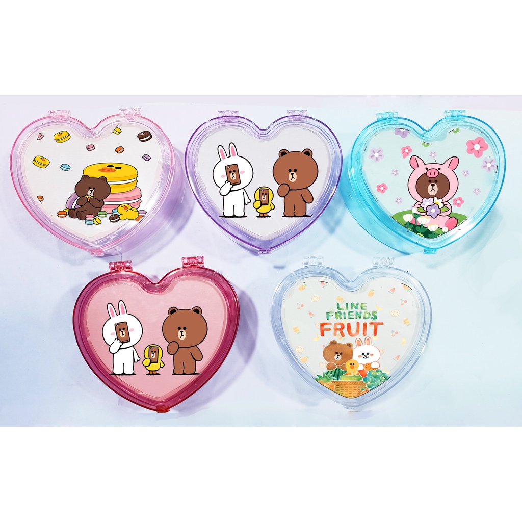 Hộp tim gấu brown thỏ cony vịt sally kèm gương HKG13 dễ thương cute đựng trang sức idol hoạt hình