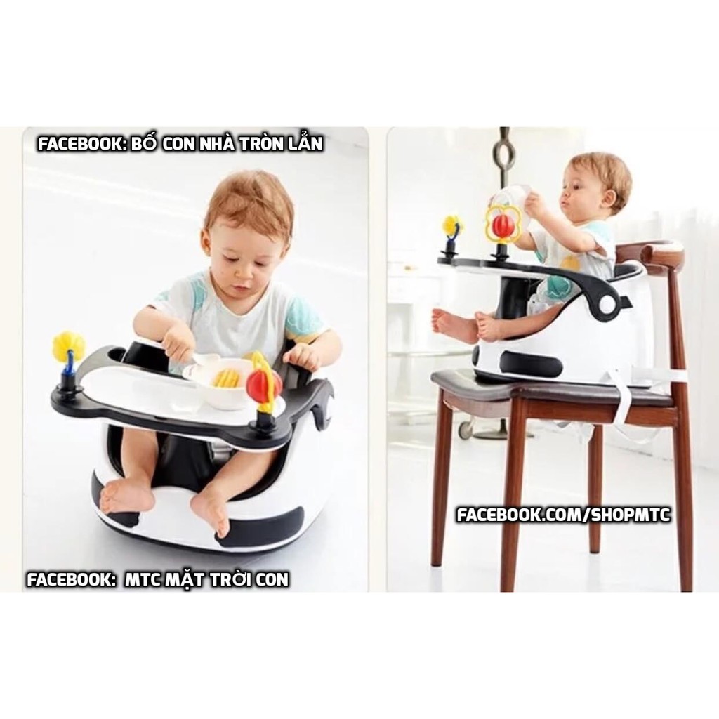 Ghế ăn dặm kiêm ghế chơi đồ chơi có bánh xe và dây kéo Newber Gấu Trúc cho bé trai và Gấu Hồng màu hường cho bé gái