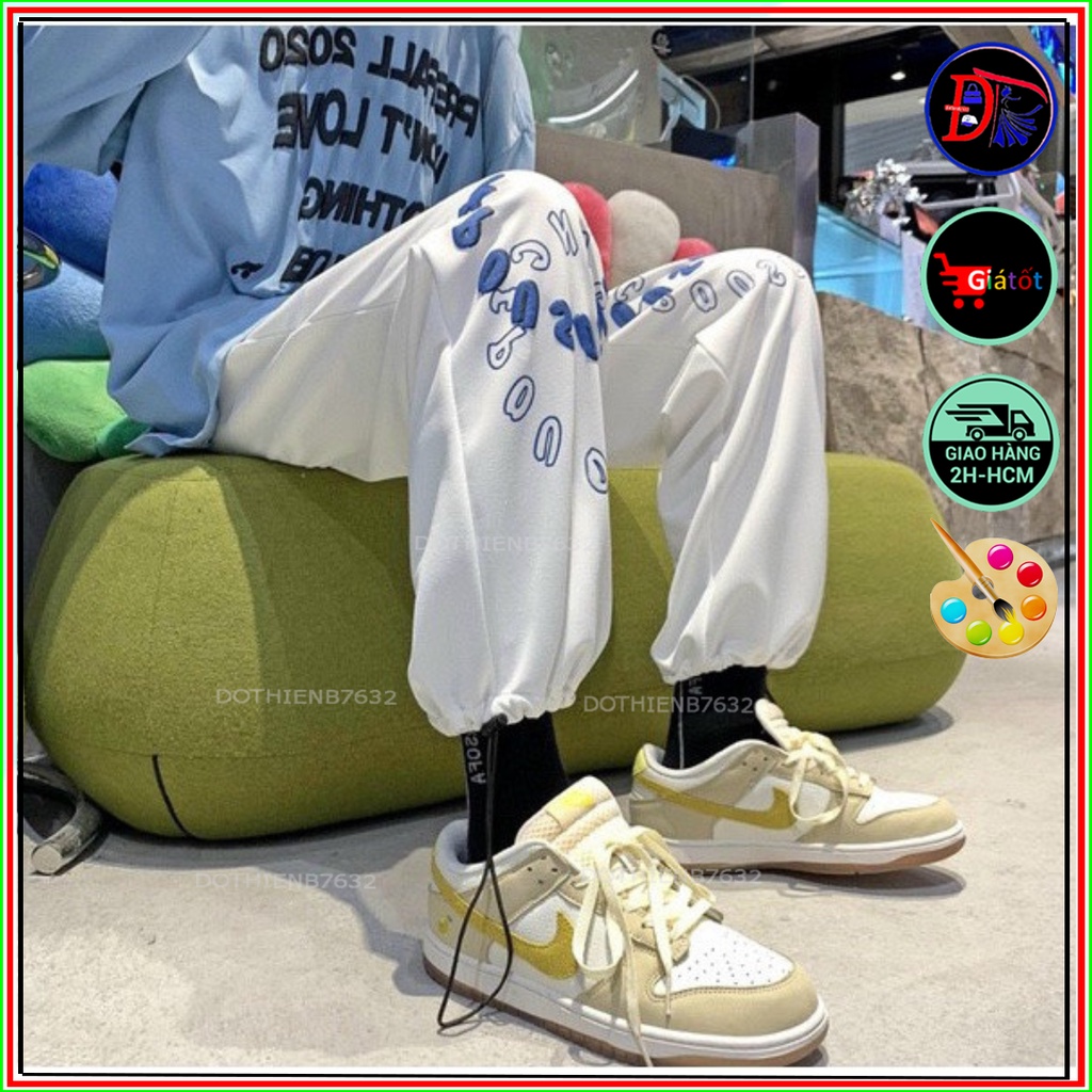 Quần Ống Rộng Nam Nữ Unisex - Kiểu Dáng Thể Thao Ulzzang - Dây Rút Ở Gấu Quần - 3 Màu Đen Trắng Xám BỎ SỈ