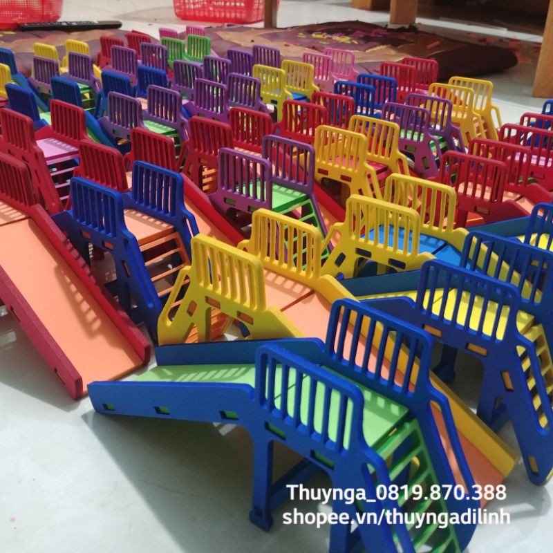 Đồ chơi cầu trượt chủ điểm tmn bitis 5 ly dùng trong lớp học mầm non( chi tiết rời tự lắp ráp)